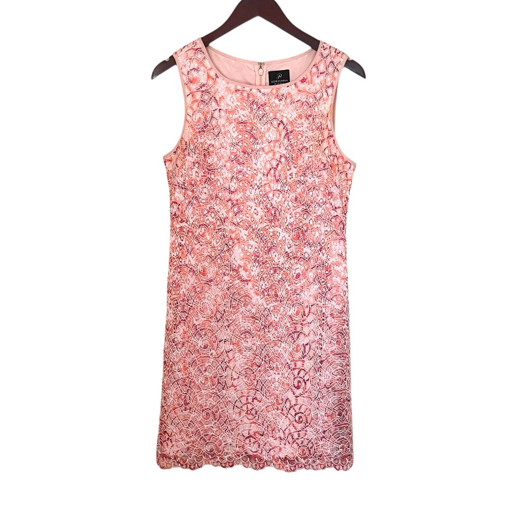 Adrianna Papell•Pink Textured Midi Dress